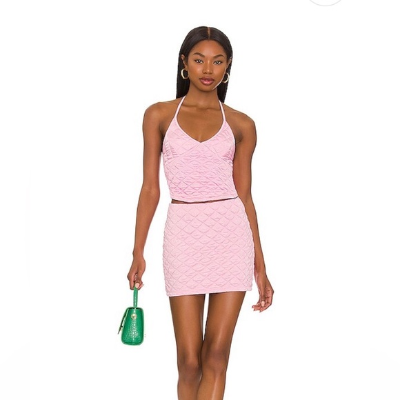 FRANKIES BIKINIS Winward Puff Skirt and Puff Tank in Baby Pink. Size S - Picture 1 of 12